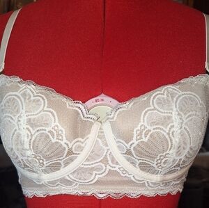 🩷BNWT Aerie Beautiful Bra 34B Cream/White/Tan Lace Floral